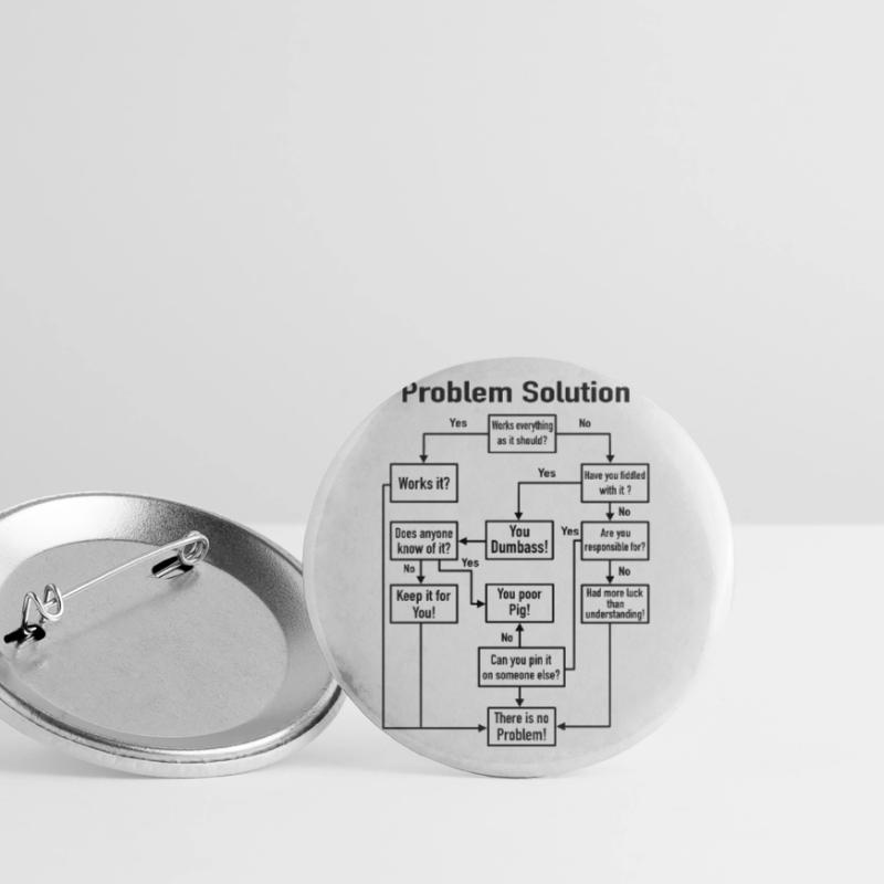 Problem Solution Process Diagram Office Job Joke Buttons large 2.2''/56 mm (5-pack)