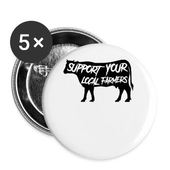 Support Your Local Farmers - Kuh Bauern Landwirte - Buttons groß 56 mm (5er Pack) - Weiß - Vorne