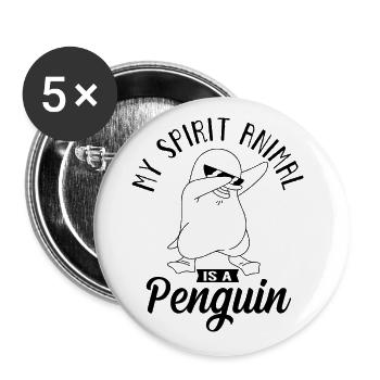 Pinguin Zwergpinguin Antarktis Pinguine Süß - Buttons groß 56 mm (5er Pack) - Weiß - Vorne