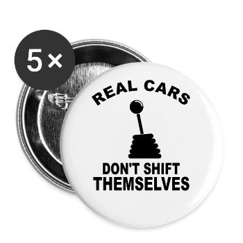 Real Cars Don't Shift Themselves – Car Drifting - Buttons large 2.2''/56 mm (5-pack) - white - Front