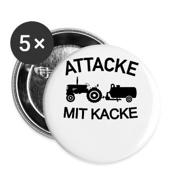 Attacke mit Kacke Traktor Bauer Güllewagen - Buttons groß 56 mm (5er Pack) - Weiß - Vorne