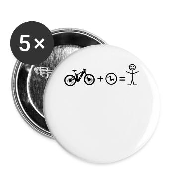 Bicycle E-Bike Stick Figure e-MTB Cyclist - Buttons large 2.2''/56 mm (5-pack) - white - Front