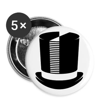 Cylindre / Chapeau Cylindre / Marié / Sorcier - Lot de 5 grands badges (56 mm) - blanc - Devant