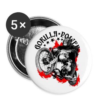 Gorilla Biker Power Motorrad - Buttons groß 56 mm (5er Pack) - Weiß - Vorne