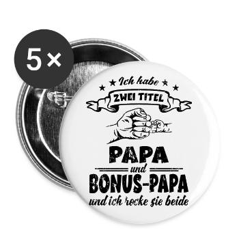 Bonus Papa Vatertag Geschenk - Buttons groß 56 mm (5er Pack) - Weiß - Vorne