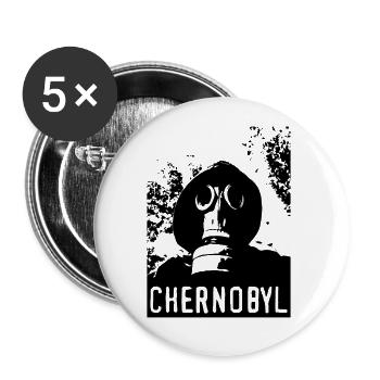 Chernobyl Gasmaske Radiation Roentgen UdSSR - Buttons groß 56 mm (5er Pack) - Weiß - Vorne