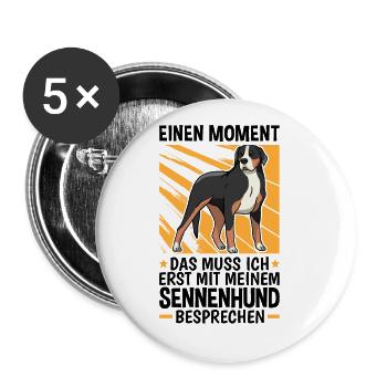 Mit Sennenhund besprechen Schweizer Sennenhund - Buttons groß 56 mm (5er Pack) - Weiß - Vorne