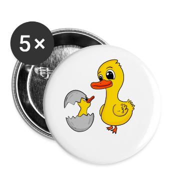 Duck with baby duck - Buttons large 2.2''/56 mm (5-pack) - white - Front