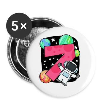 7 Geburtstag Junge - 7 Jahre alt - Ich bin 7 - Buttons groß 56 mm (5er Pack) - Weiß - Vorne