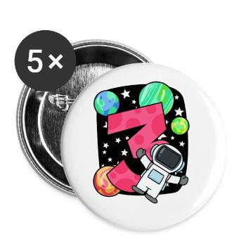3 anniversaire garçon - 3 ans - J’ai 3 ans - Lot de 5 grands badges (56 mm) - blanc - Devant