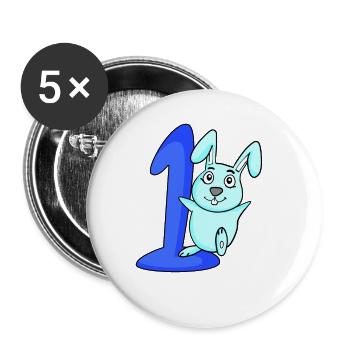 1 Jahr alt 1 Geburtstag Geschenk - Buttons groß 56 mm (5er Pack) - Weiß - Vorne