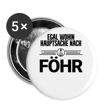 Nordsee Föhr - Buttons groß 56 mm (5er Pack) - Weiß - Vorne