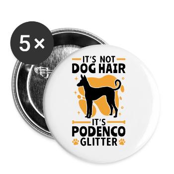 Podenco Ibicenco Glitter Ibizan Hound - Buttons large 2.2''/56 mm (5-pack) - white - Front