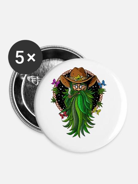 Unkraut Cowboy Stoner - Buttons groß 56 mm (5er Pack) - Weiß