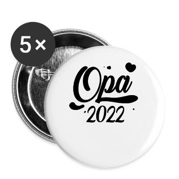 Opa 2022 - Werdende Opa - Buttons groß 56 mm (5er Pack) - Weiß - Vorne