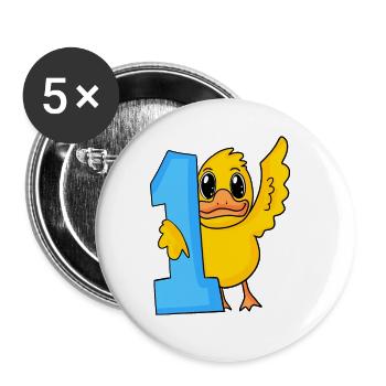 1 year old - School enrolment - Duck motif - Buttons large 2.2''/56 mm (5-pack) - white - Front