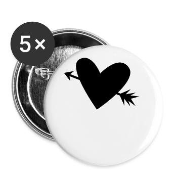 Herz - Buttons groß 56 mm (5er Pack) - Weiß - Vorne