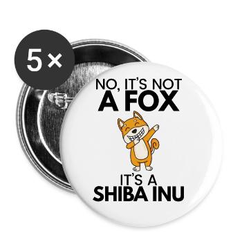 Cadeau de propriétaire de chien Shiba Inu - Lot de 5 grands badges (56 mm) - blanc - Devant