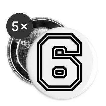 6 Zahl symbol - Buttons groß 56 mm (5er Pack) - Weiß - Vorne
