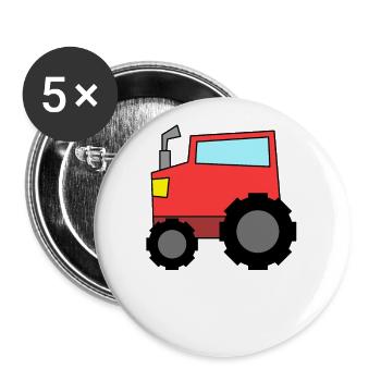 Traktor - Buttons groß 56 mm (5er Pack) - Weiß - Vorne