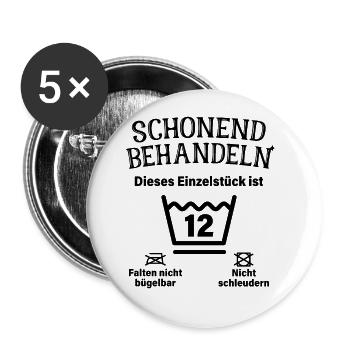 Schonend Behandeln 12. Geburtstag Einzelstück 12 - Buttons groß 56 mm (5er Pack) - Weiß - Vorne