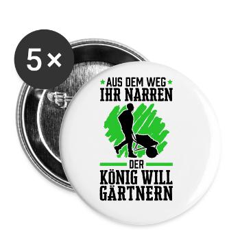 Galabauer aus dem Weg Landschaftsgärtner - Buttons groß 56 mm (5er Pack) - Weiß - Vorne
