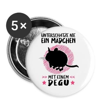Mädchen mit Degu Nagetier Chile Degu - Buttons groß 56 mm (5er Pack) - Weiß - Vorne