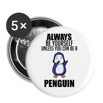 Pinguin Pinguine - Buttons groß 56 mm (5er Pack) - Weiß - Vorne