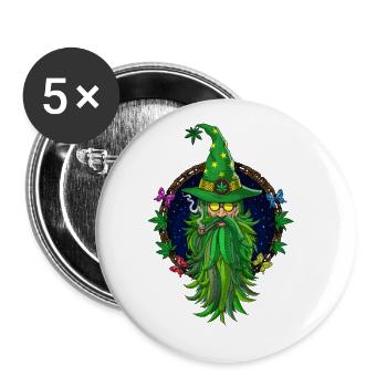 Weed Wizard Stoner - Buttons large 2.2''/56 mm (5-pack) - white - Front