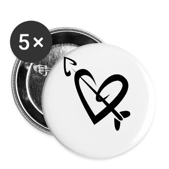 Herz Pfeil - Buttons groß 56 mm (5er Pack) - Weiß - Vorne
