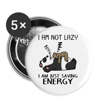 Funny Sloth Panda Saying Funny Gift - Buttons large 2.2''/56 mm (5-pack) - white - Front