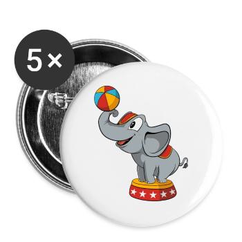 Circus Elephant - Buttons large 2.2''/56 mm (5-pack) - white - Front
