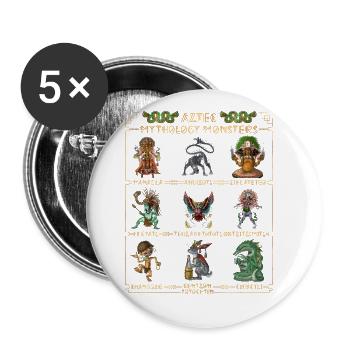 Ancient Aztec Mythology Monsters - Buttons large 2.2''/56 mm (5-pack) - white - Front