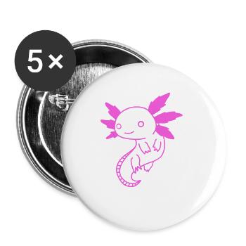 Axolotl Autocollant Amphibiens Roses - Lot de 5 grands badges (56 mm) - blanc - Devant