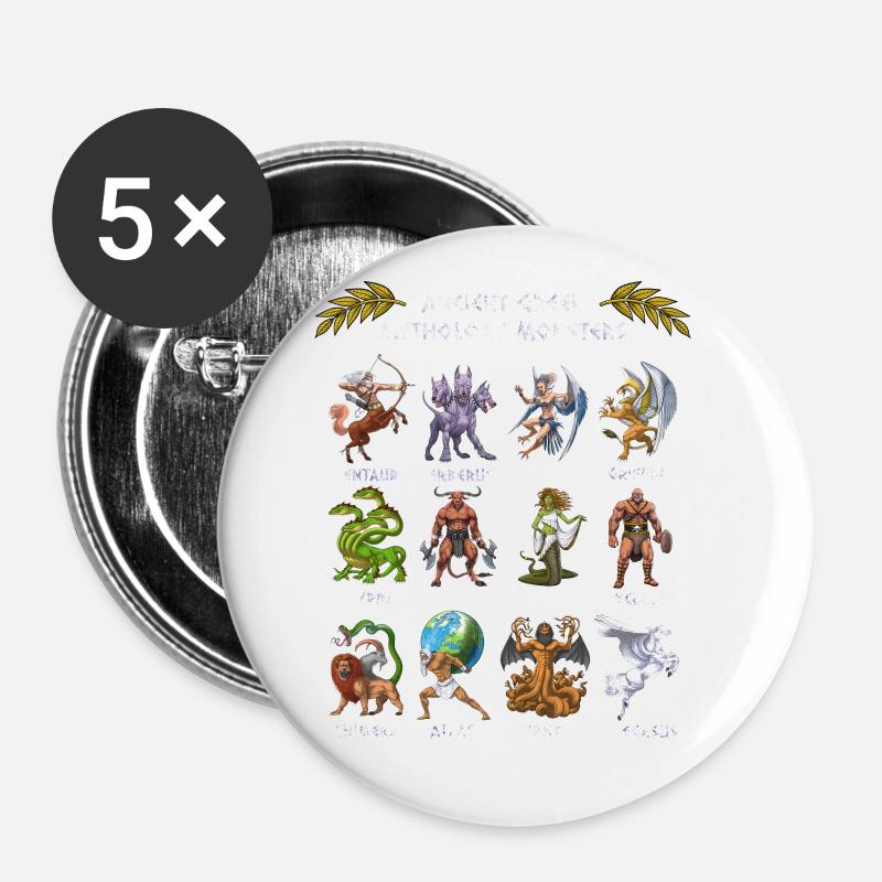 Ancient Greek Mythology Monsters - Buttons large 2.2''/56 mm (5-pack) - white