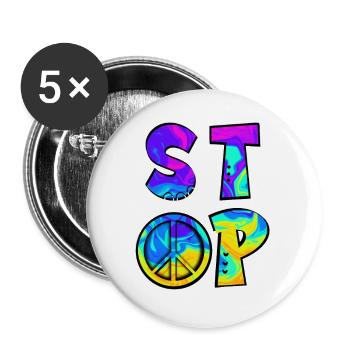 Stop War - Peace - Buttons groß 56 mm (5er Pack) - Weiß - Vorne