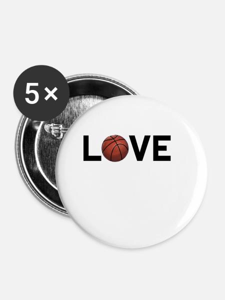 Love Basketball - Buttons groß 56 mm (5er Pack) - Weiß