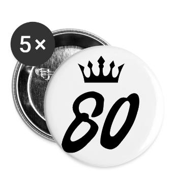 80 Zahl Krone - Buttons groß 56 mm (5er Pack) - Weiß - Vorne