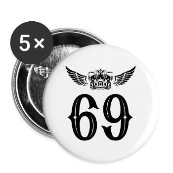 69 Zahl Krone - Buttons groß 56 mm (5er Pack) - Weiß - Vorne
