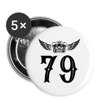 79 Zahl Krone - Buttons groß 56 mm (5er Pack) - Weiß - Vorne