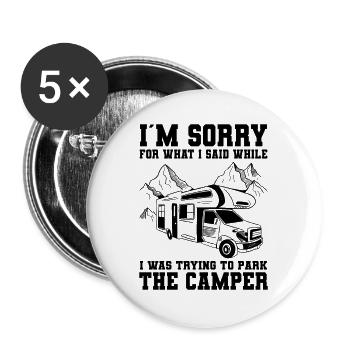 Camper - Buttons groß 56 mm (5er Pack) - Weiß - Vorne