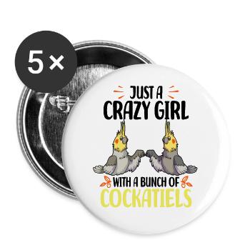 Calopsitte - Lot de 5 grands badges (56 mm) - blanc - Devant