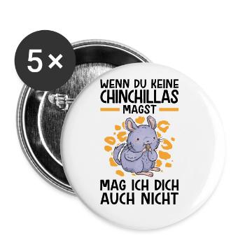 Chinchilla nicht mögen Nagetier Wollmaus - Buttons groß 56 mm (5er Pack) - Weiß - Vorne