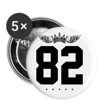 82 Zahl Krone - Buttons groß 56 mm (5er Pack) - Weiß - Vorne