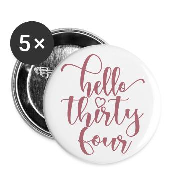 Bonjour Trente-quatre Mignon anniversaire de 34 ans - Lot de 5 grands badges (56 mm) - blanc - Devant