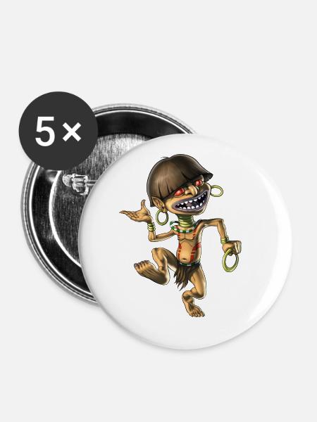 Aztekisches Fabelwesen Chaneque - Buttons groß 56 mm (5er Pack) - Weiß