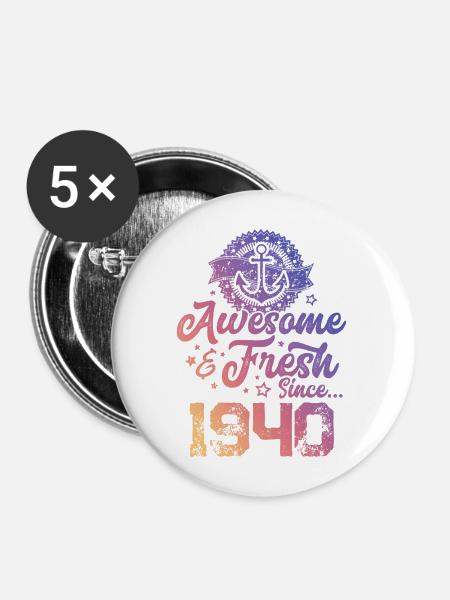 1940 awesome fresh - Buttons groß 56 mm (5er Pack) - Weiß