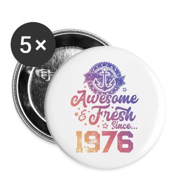 1976 awesome fresh - Buttons groß 56 mm (5er Pack) - Weiß - Vorne