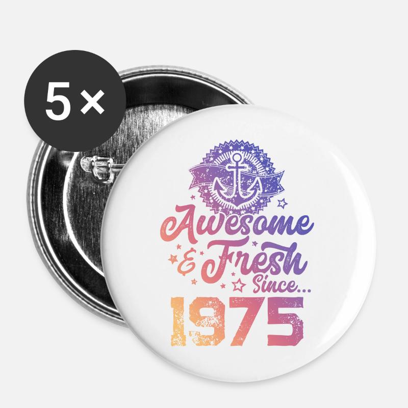 1975 awesome fresh - Buttons large 2.2''/56 mm (5-pack) - white