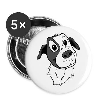 Cute Cartoon Dog - Buttons large 2.2''/56 mm (5-pack) - white - Front